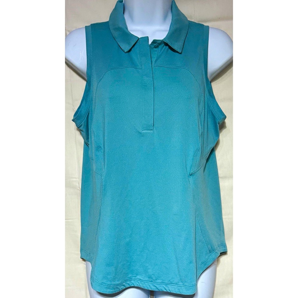 Lululemon Athletica Womens Blue Sleeveless Polo Top Size 8 Collared Button